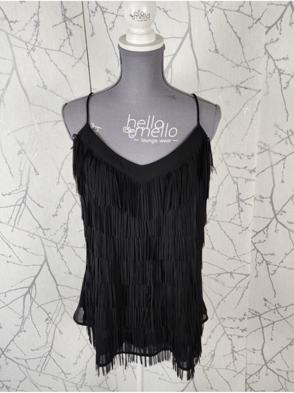 Le Chateau Black Fringe Strappy Cami
